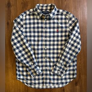 Polo by Ralph Lauren Boys Navy and Cream Plaid Button Down Shirt